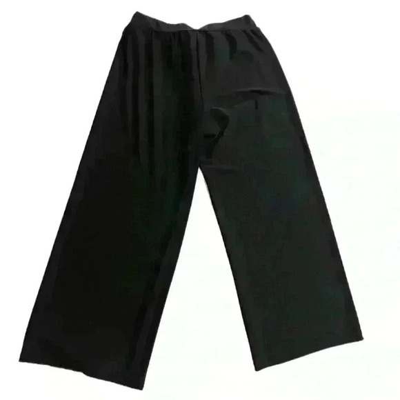 Ashley Blue Women's Black Tie Waist Pull On Wide Leg Pants Size L - Picture 6 of 8